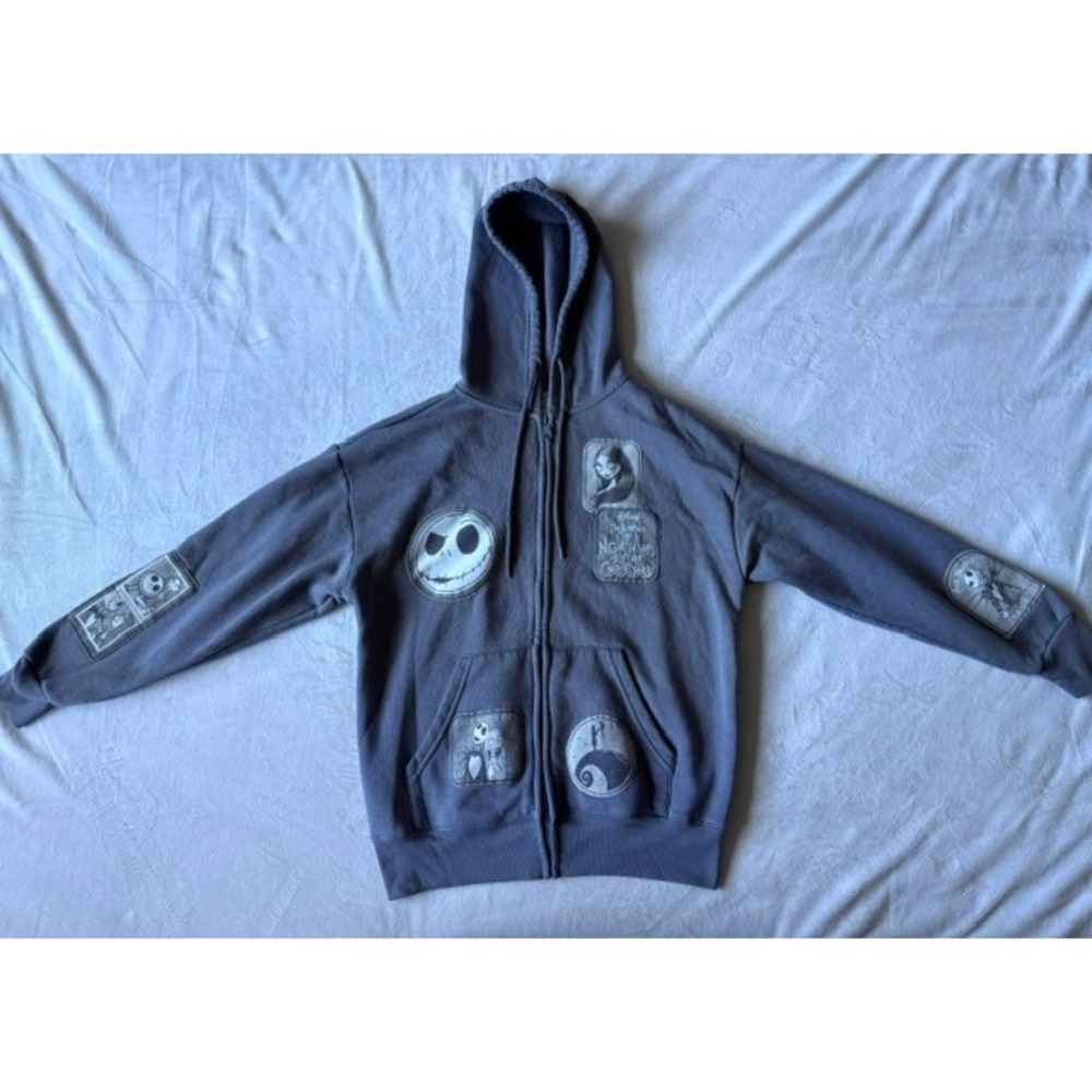 Disney Nightmare Before Christmas Jack Skellington Patch Zip Hoodie XS